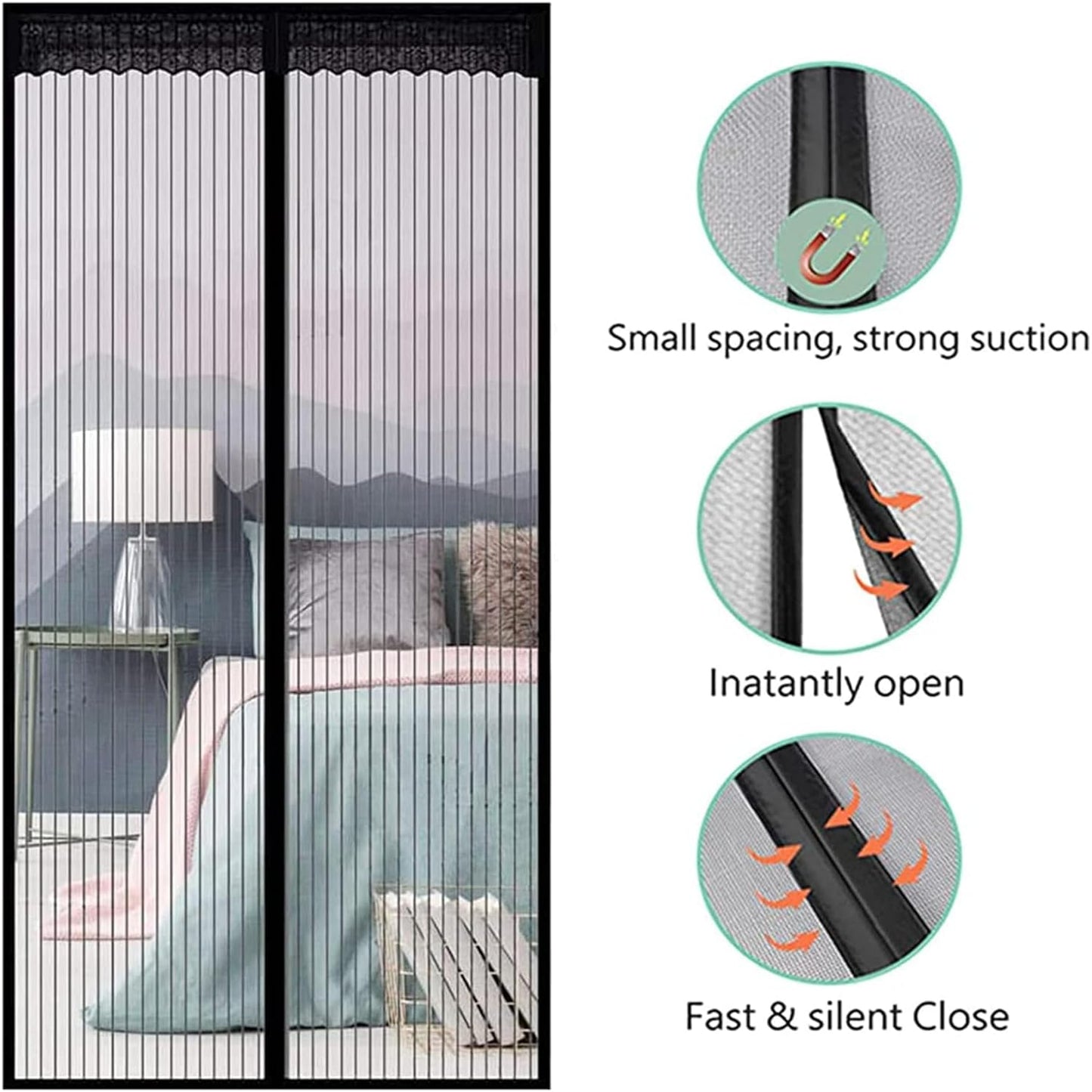 Door Curtain-Mesh Screen Net Home Magnetic Foldable Anti Mosquito Door Curtain