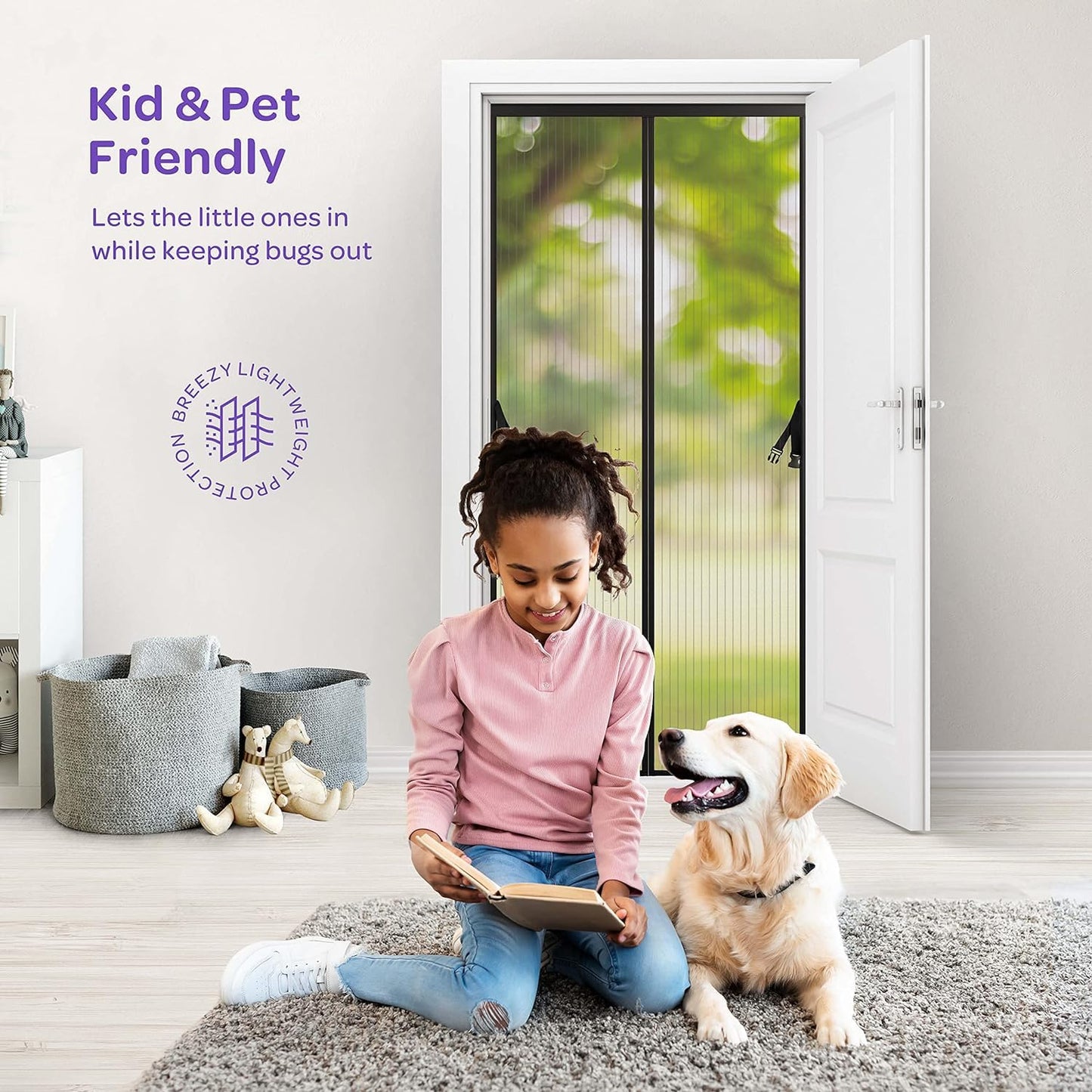 Door Curtain-Mesh Screen Net Home Magnetic Foldable Anti Mosquito Door Curtain