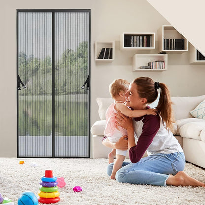 Door Curtain-Mesh Screen Net Home Magnetic Foldable Anti Mosquito Door Curtain