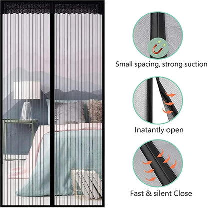 Door Curtain-Mesh Screen Net Home Magnetic Foldable Anti Mosquito Door Curtain